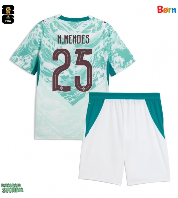 Portugal Nuno Mendes #25 Replika Babytøj Udebanesæt Børn VM 2026 Kortærmet (+ Korte bukser)